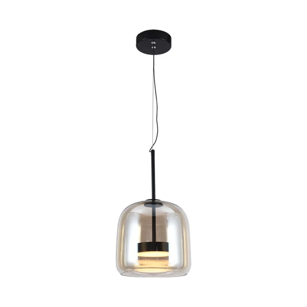 Lampada a Sospensione LED 6 W in Metallo e Vetro – Nero/ambra - Image 2