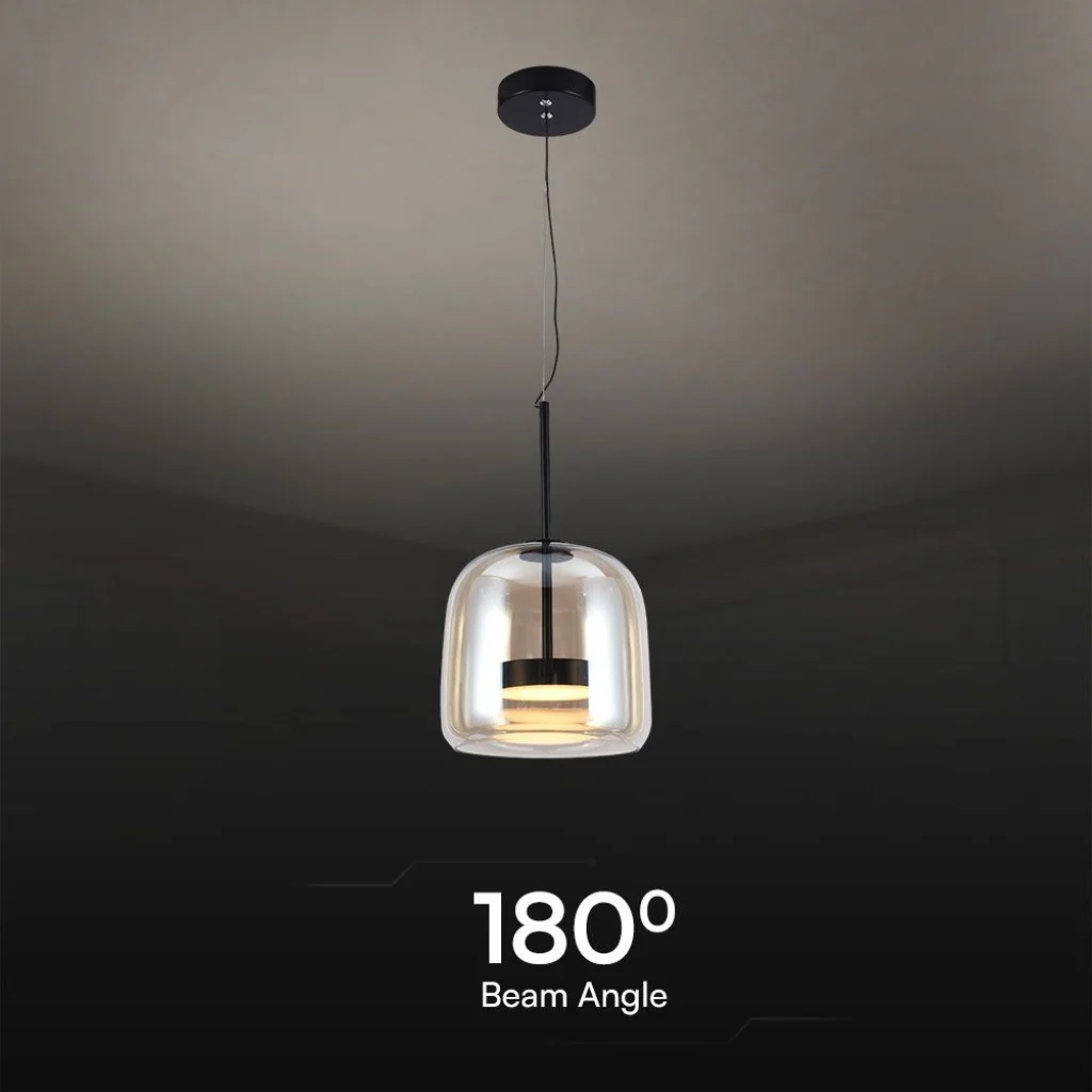 Lampada a Sospensione LED 6 W in Metallo e Vetro – Nero/ambra - Image 3