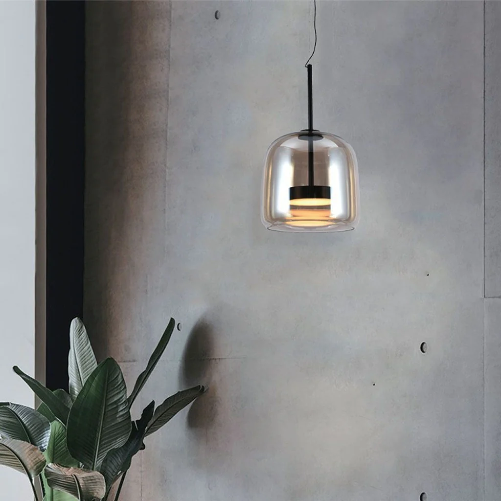 Lampada a Sospensione LED 6 W in Metallo e Vetro – Nero/ambra - Image 6