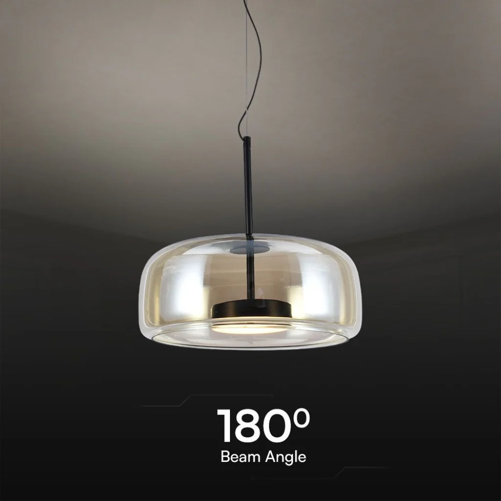 Lampada a Sospensione LED 6 W in Metallo e Vetro – Nero/ambra - Image 3