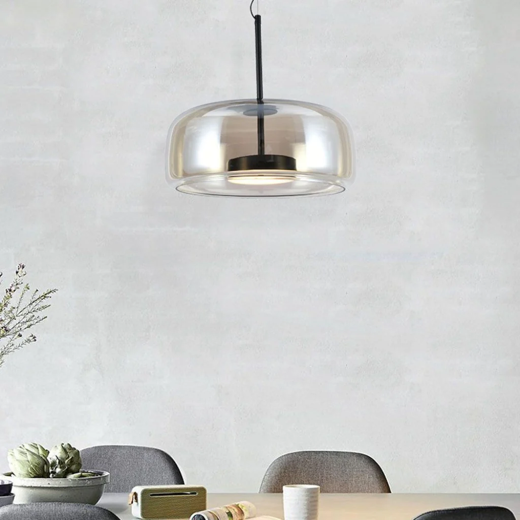 Lampada a Sospensione LED 6 W in Metallo e Vetro – Nero/ambra - Image 6