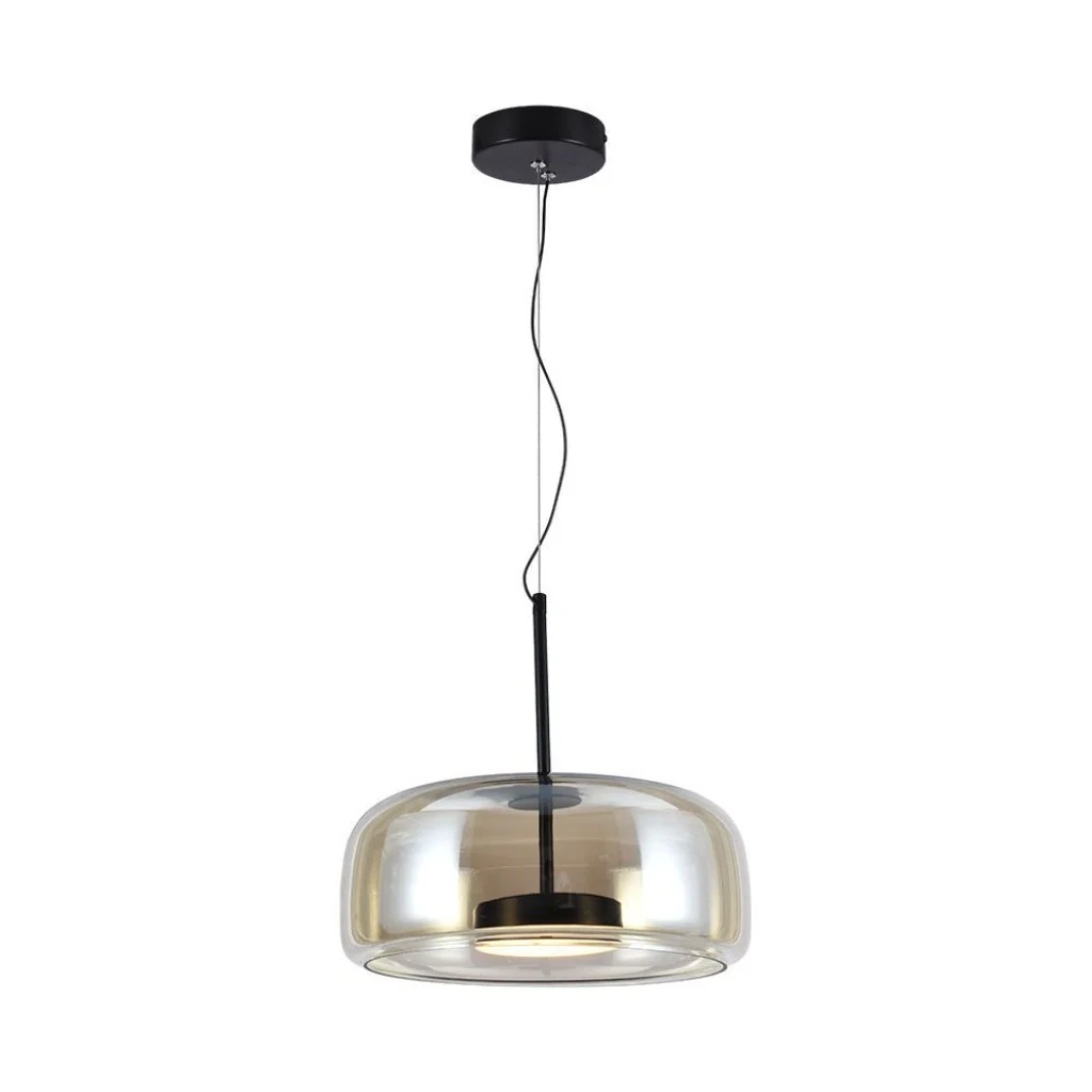 Lampada a Sospensione LED 6 W in Metallo e Vetro – Nero/ambra - Image 7