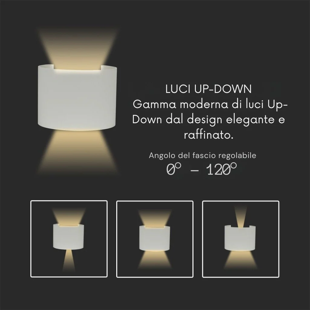 Lampada LED da Muro Doppio Fascio Regolabile 6W IP65 Grigio - Image 8