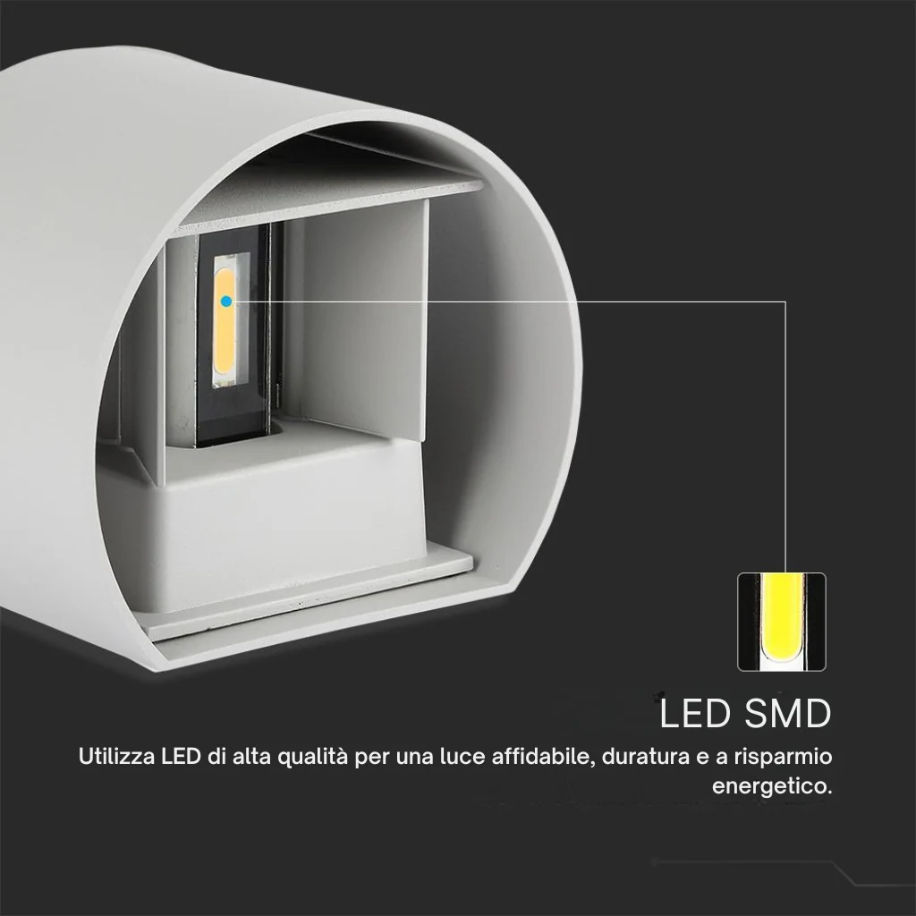 Lampada LED da Muro Doppio Fascio Regolabile 6W IP65 Grigio - Image 9