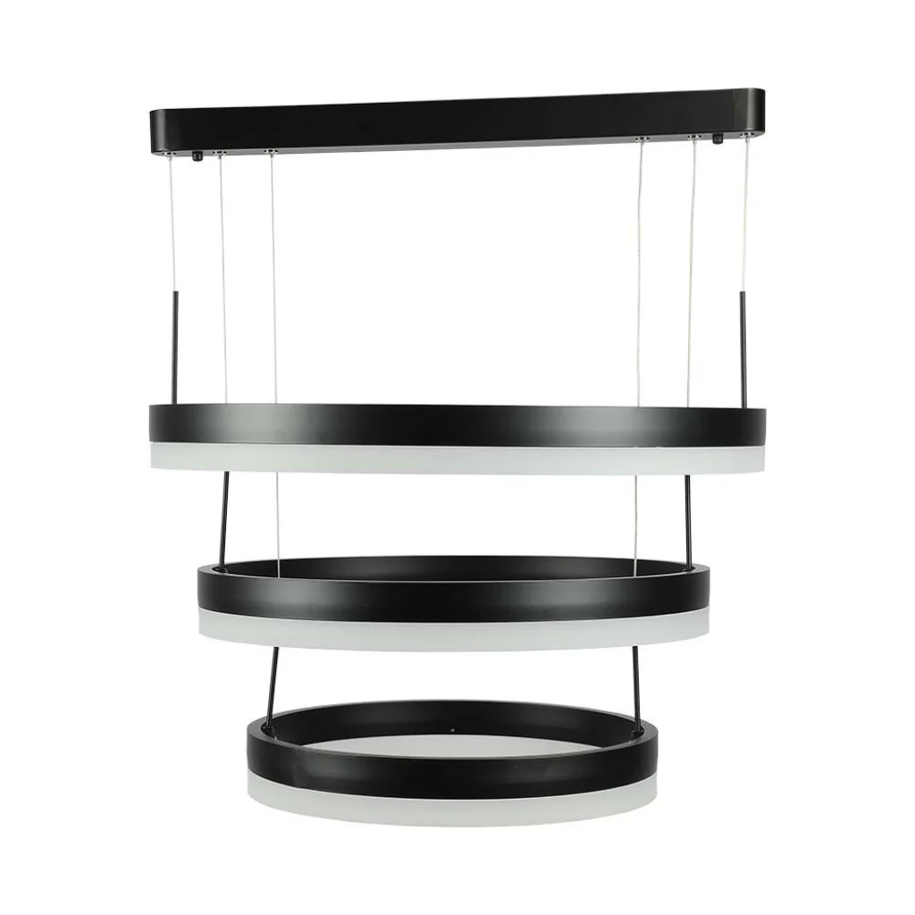 Lampadario LED Sospensione 3 Cerchi 86W Nero 3000K – V-TAC