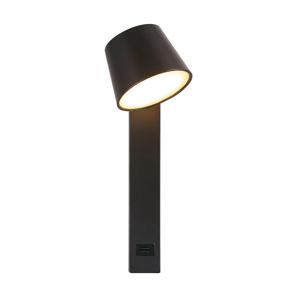 Applique LED V‑TAC 8 W USB 3000 K Regolabile – Metallo Nero
