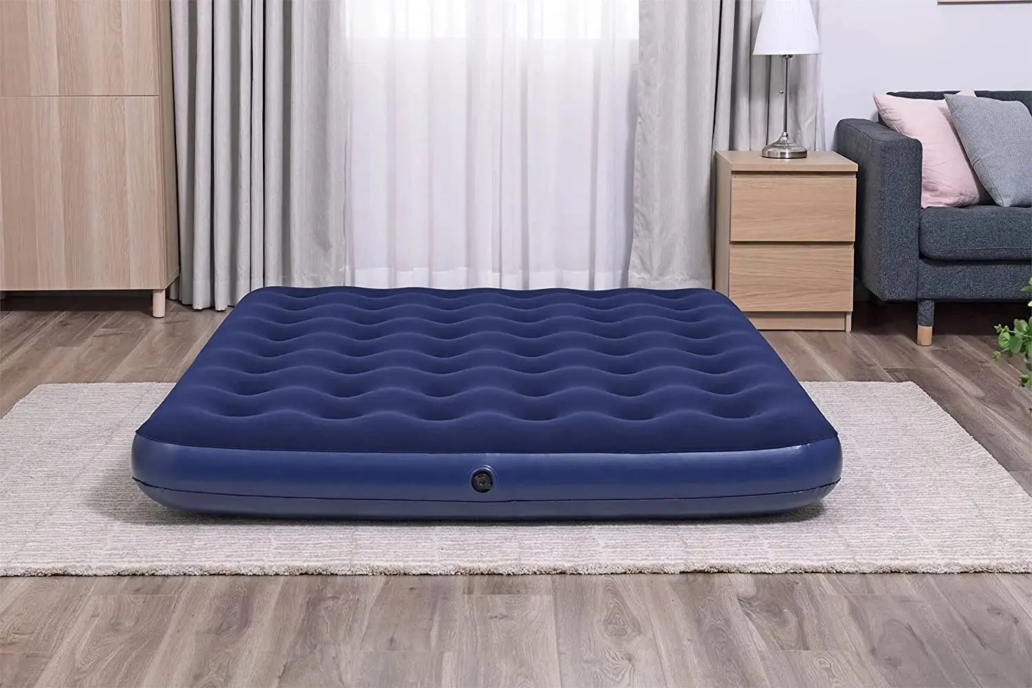 Materasso gonfiabile floccato airbed blu 203x152x22 - Image 2