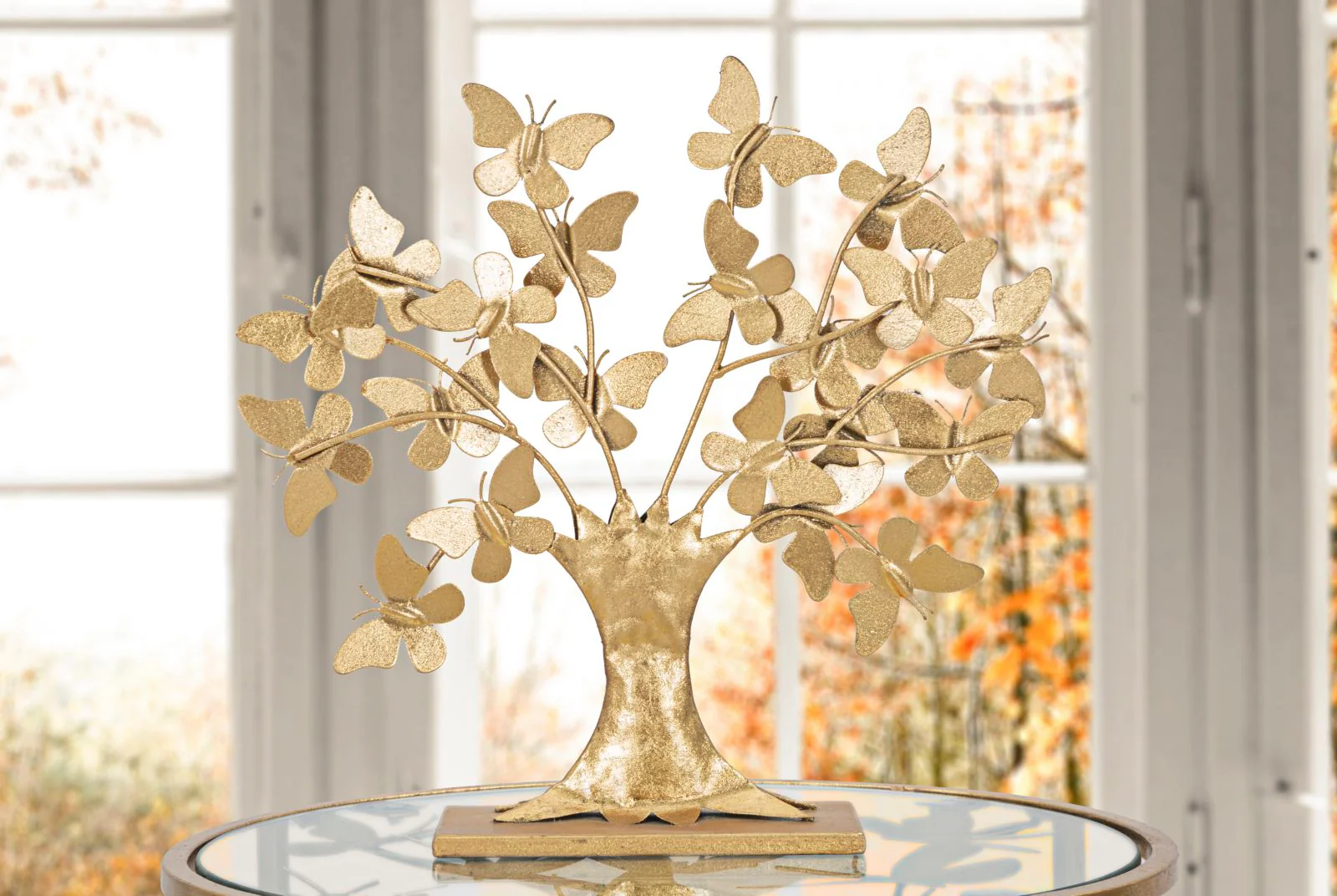 Albero della Vita con Farfalle Glam - Decorazione in Metallo cm 31x8x30 - Image 6