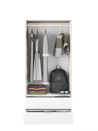 Armadio 2 ante e 2 cassetti bianco artik e rovere Canadian 81x52x180h - Image 4