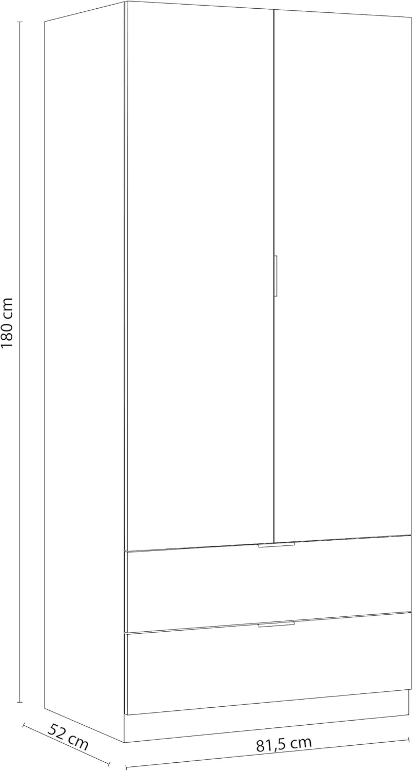 Armadio 2 ante e 2 cassetti bianco artik e rovere Canadian 81x52x180h - Image 5