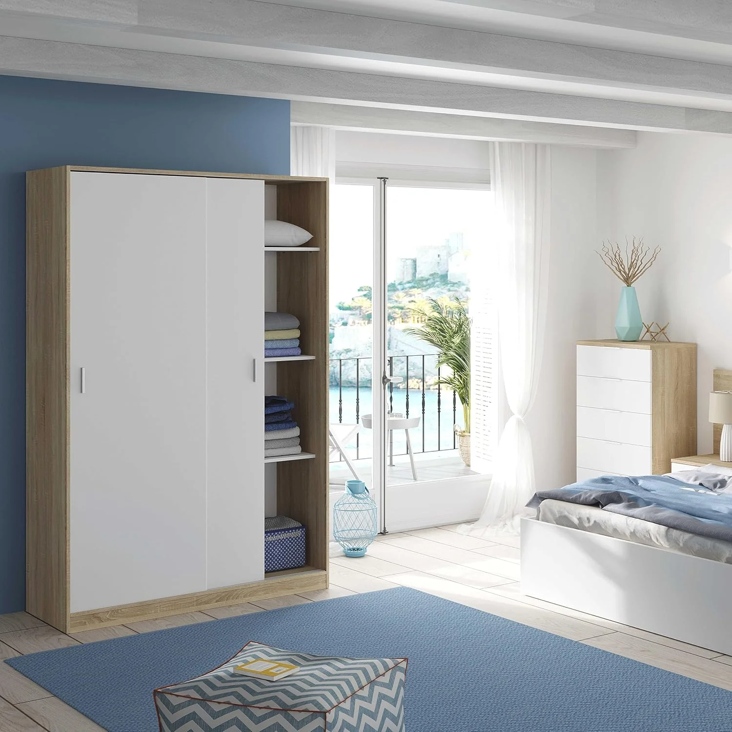 Armadio Bianco con 2 Ante Scorrevoli 120x50x200h - Image 6