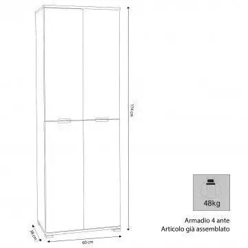 Armadio 4 Ante Natura, cm 60x38x174 - Image 3