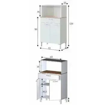 Armadio Cucina a 2 Ante e Cassetto in Bianco Canadian - Image 2
