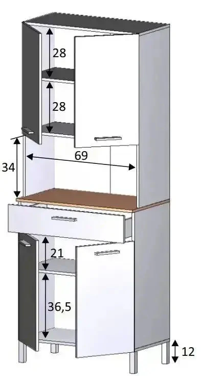 Armadio da cucina moderno in bianco e rovere con 4 ante e 1 cassetto - Image 2
