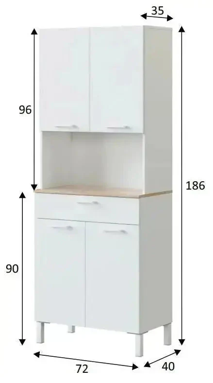 Armadio da cucina moderno in bianco e rovere con 4 ante e 1 cassetto - Image 3