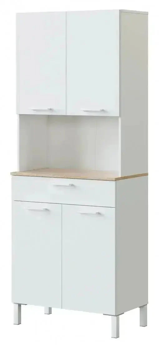 Armadio da cucina moderno in bianco e rovere con 4 ante e 1 cassetto - Image 5