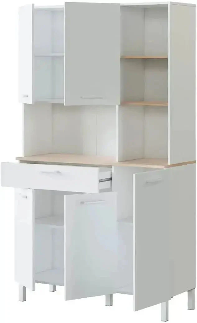 Armadio da cucina bianco artik/canadian con 5 ante, 1 cassetto e 3 ripiani - Image 3