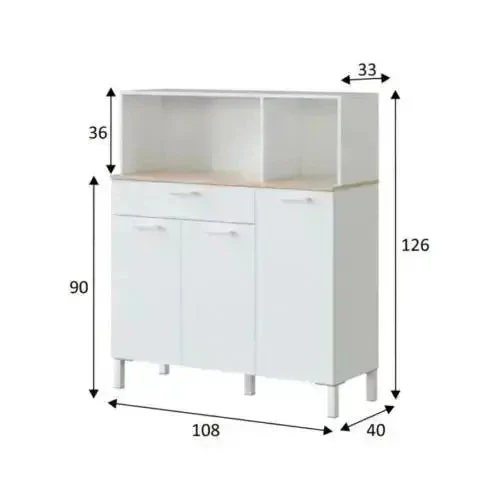 Armadio Cucina a 3 Ante in Bianco Canadian - Funzionalità e Stile Nordico - Image 2