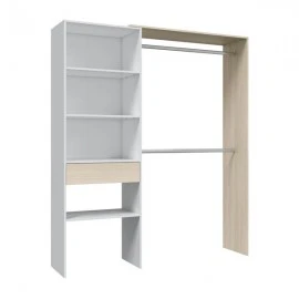 Armadio Guardaroba 158x40x187h in Rovere Chiaro e Bianco con Ripiani e Appendiabiti - Image 2