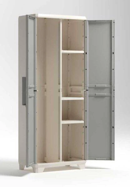 Armadio portascope in resina Linear Wood 68x39x173h, effetto legno, piedini regolabili