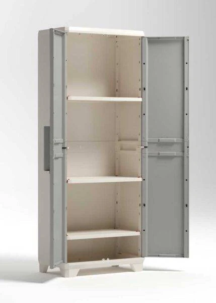 Armadio tuttopiani in resina Linear Wood 68x39x173h, effetto legno, piedini regolabili
