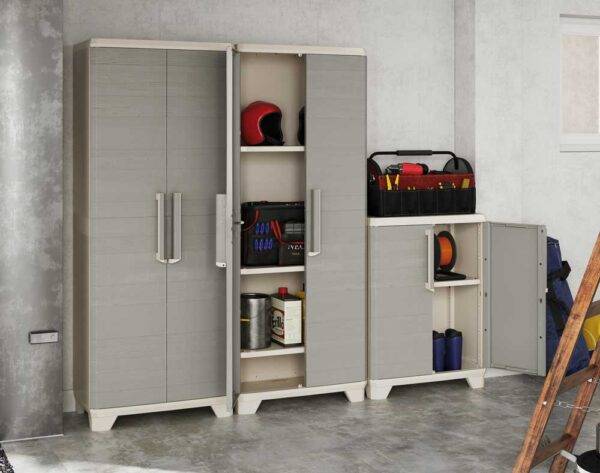 Armadio tuttopiani in resina Linear Wood 68x39x173h, effetto legno, piedini regolabili - Image 2