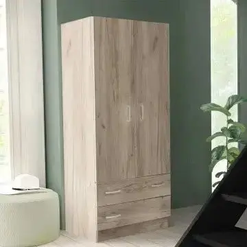Armadio Olmo con 2 Ante e Due Cassetti POP, cm 80x52x180 - Image 2