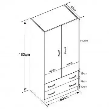 Armadio Olmo con 2 Ante e Due Cassetti POP, cm 80x52x180 - Image 4