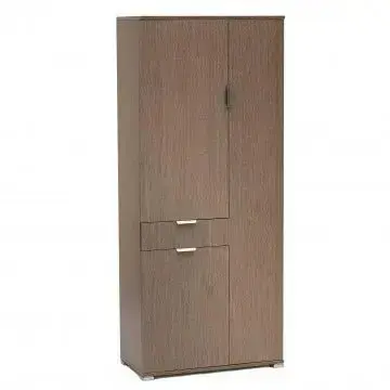 Armadio Rovere Grigio con 3 Ante e 1 Cassetto, cm 75x38x174