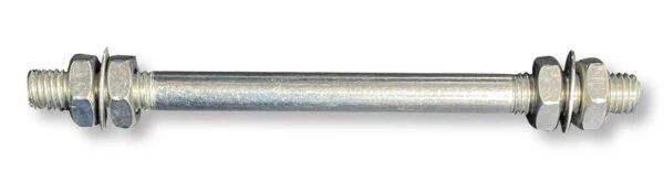 Assale Completo per Carriola – Acciaio Zincato Ø12 mm, Lunghezza 210 mm con Bulloni