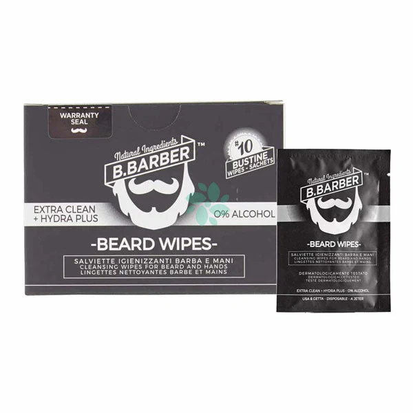 B.BARBER BEARD WIPES SALVIETTE IGIENIZZANTI BARBA E MANI 10 PEZ