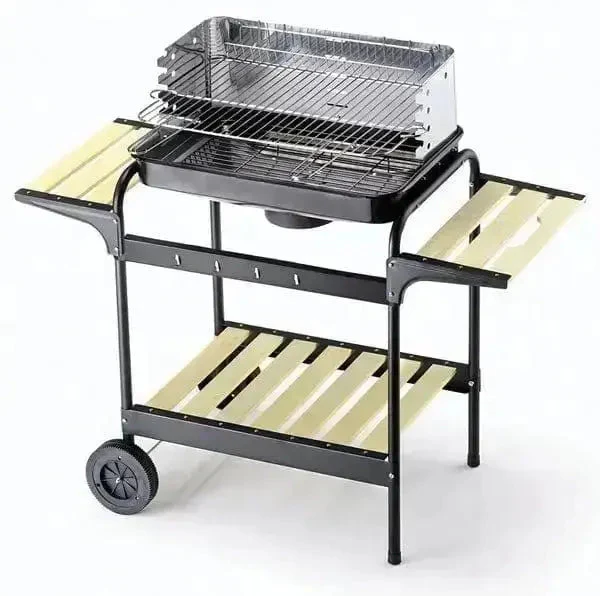 Barbecue con 1 ripiano e 2 mensole inox - Dimensioni 58x38x90h