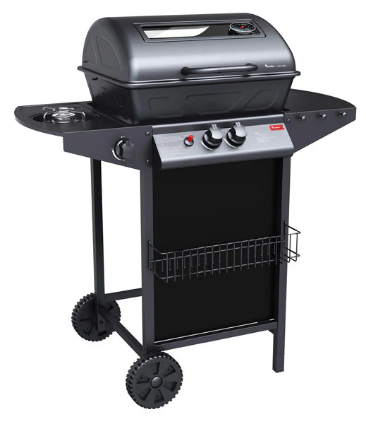 Barbecue a gas Jordan con fornello e griglia cromata cm47x37- h80 cm
