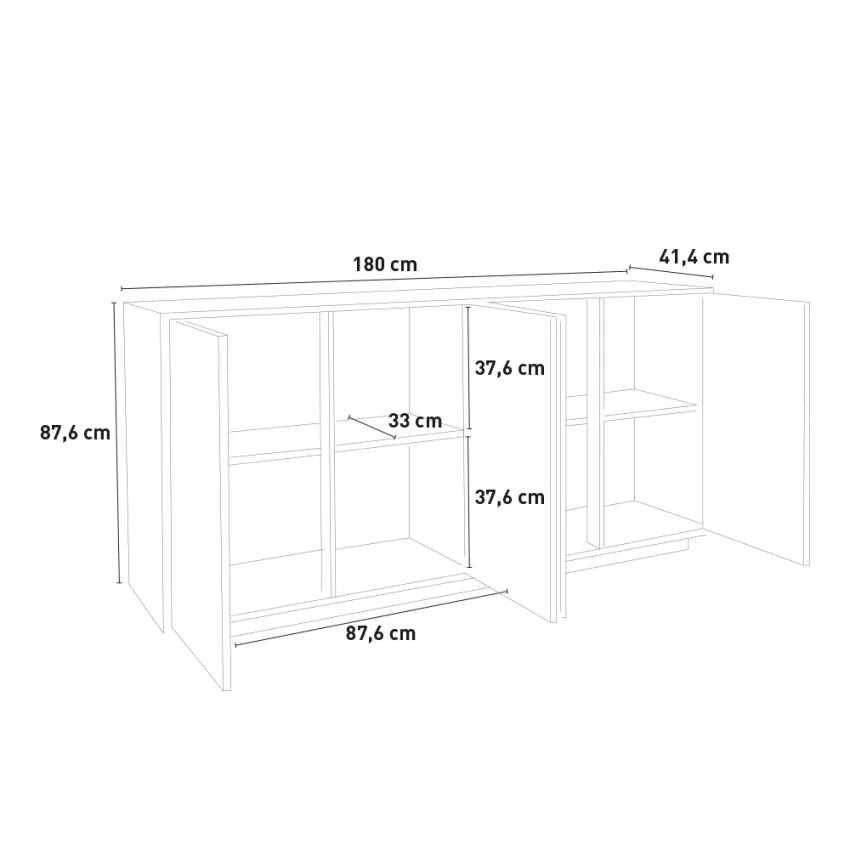 Credenza Bloom – Bianco Laccato Lucido, 180x41x86 cm, Made in Italy - Image 6
