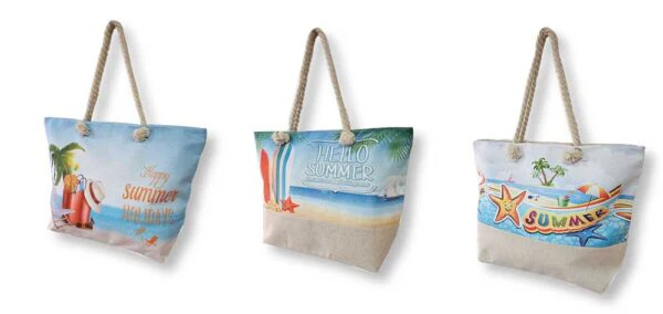 Borsa da spiaggia Summer con zip – 53x37 cm, poliestere-lino, con fodera e borsello