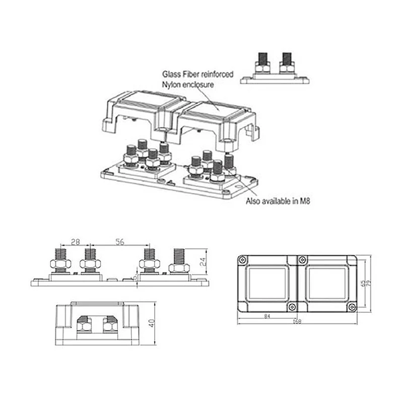 Busbar V-Tac 400A con 4 Terminali M10 per Batterie Bassa Tensione - Image 3