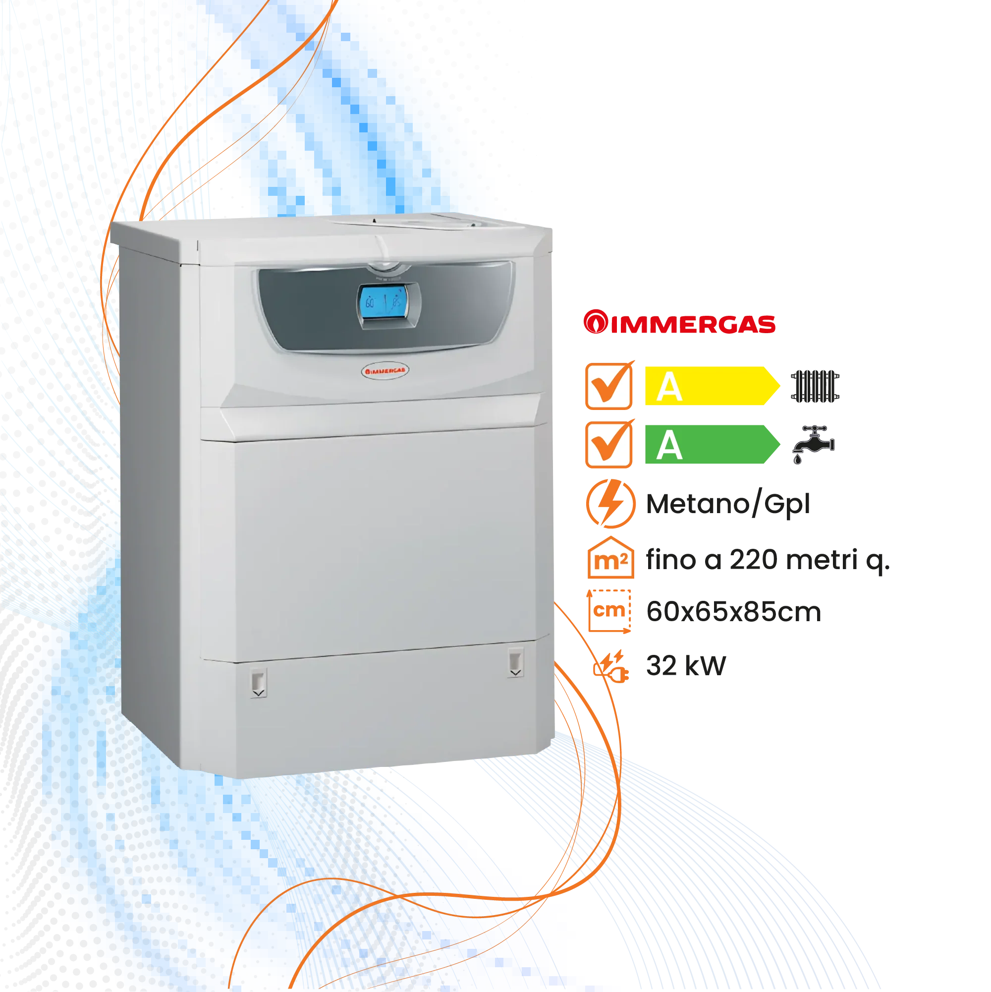 Caldaia Immergas Hercules Mini Condensing 32 Erp a Condensazione a Basamento - Bollitore
