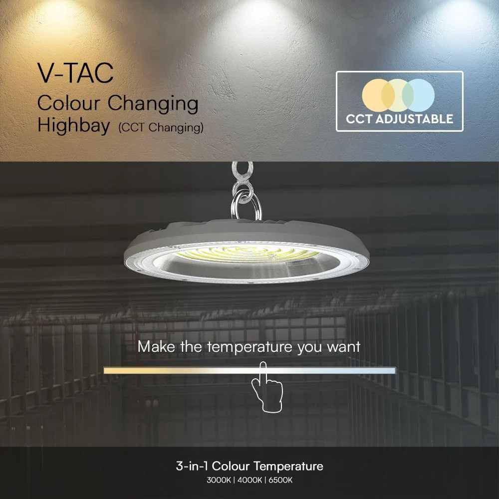 Campana LED UFO 100W CCT 3in1 IP65 con Interruttore | Grigio - Image 2