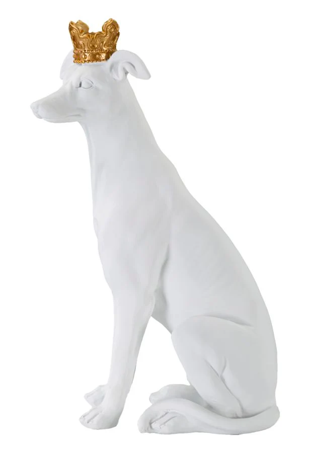 Statua Elegante di Cane con Corona Bianca 20x12,5x33 cm - Image 2