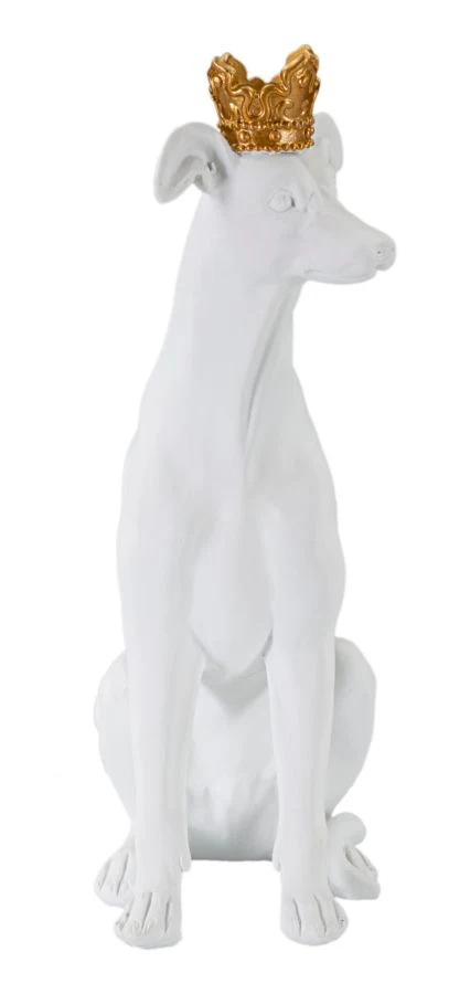 Statua Elegante di Cane con Corona Bianca 20x12,5x33 cm - Image 3