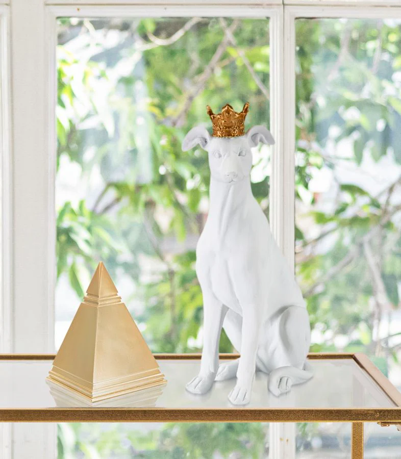 Statua Elegante di Cane con Corona Bianca 20x12,5x33 cm - Image 7
