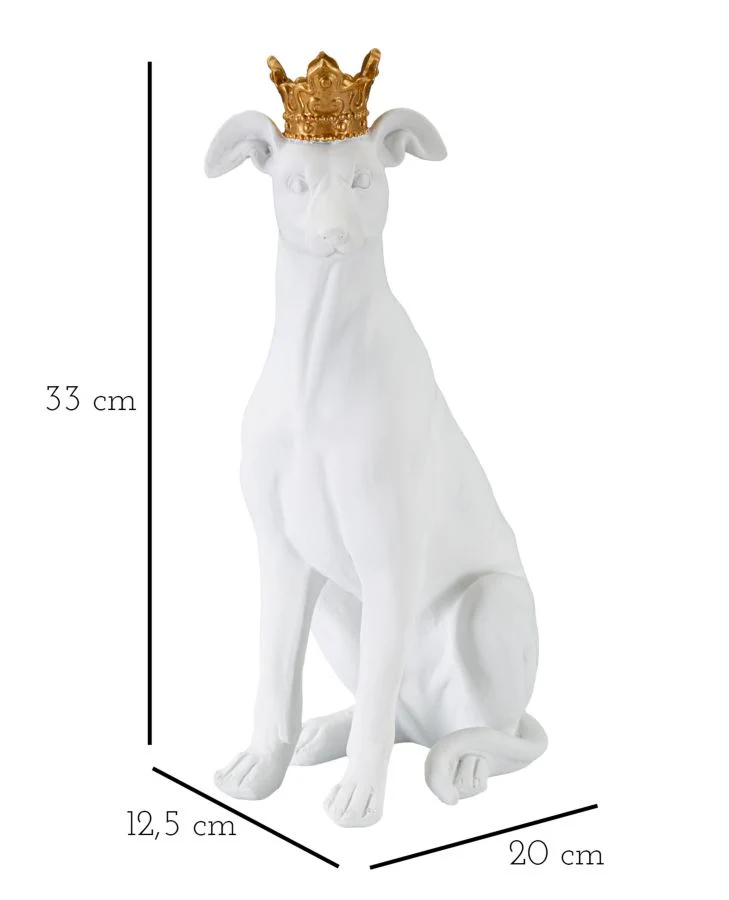 Statua Elegante di Cane con Corona Bianca 20x12,5x33 cm - Image 8