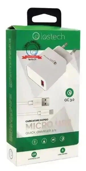Caricatore rapido 2in1 1 mt. m.usb