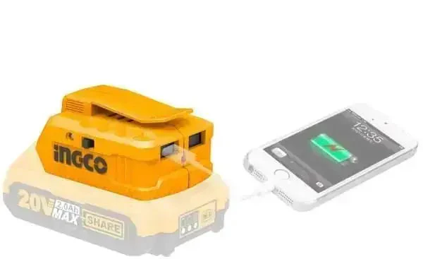Caricatore due uscite usb 20v sistema batteria universale p20s ingco