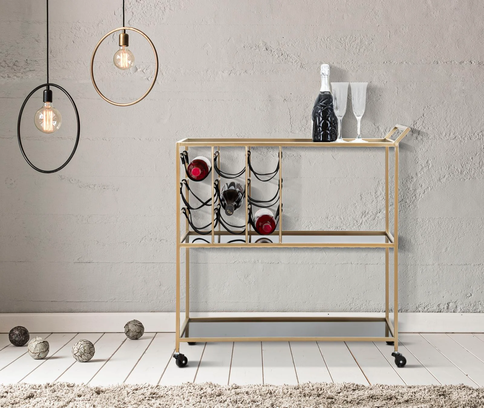 Carrello Elegante Black String 79x39,5x82 cm - Image 7