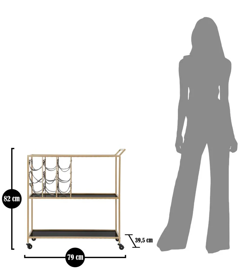 Carrello Elegante Black String 79x39,5x82 cm - Image 8