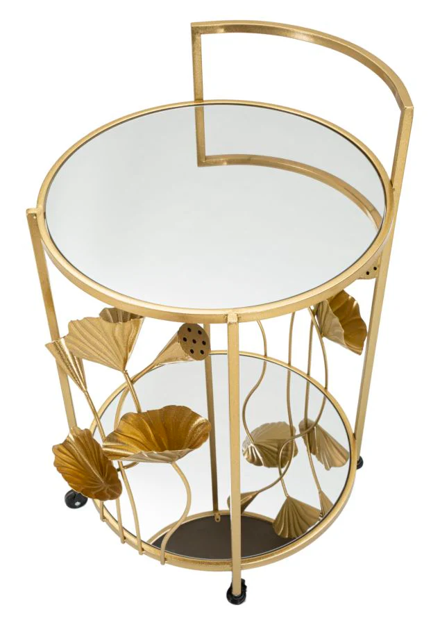 Carrello Elegante Flow con Ripiani in Vetro a Specchio 60x46x76 cm - Image 3