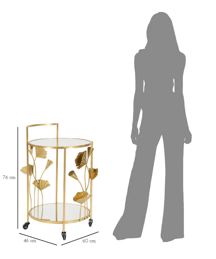 Carrello Elegante Flow con Ripiani in Vetro a Specchio 60x46x76 cm - Image 7