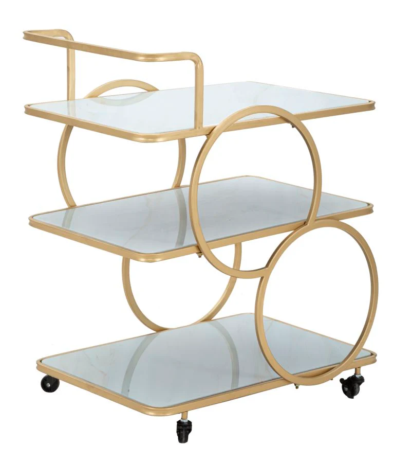 Carrello Elegante in Vetro Simil Marmo 64x46x79 cm - Image 2