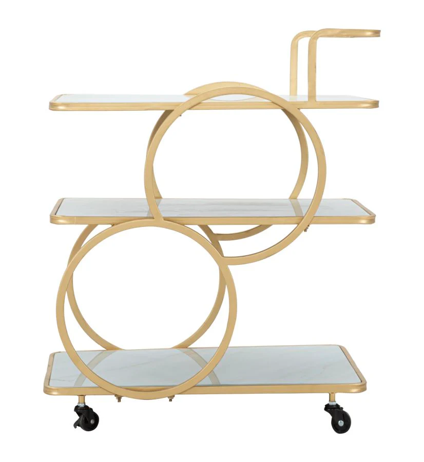 Carrello Elegante in Vetro Simil Marmo 64x46x79 cm - Image 5